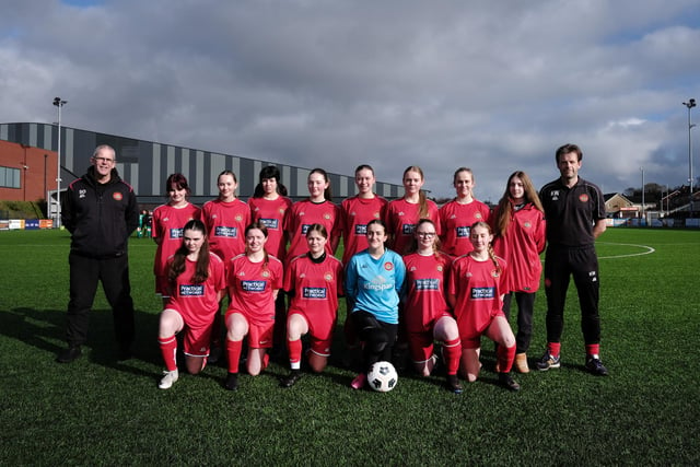 The Scarborough Ladies Under-18s team line up before their 4-1 home win against Wigginton Grasshoppers.