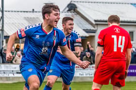 Harrison Beeden scored the opening goal for Whitby Town at Blyth.