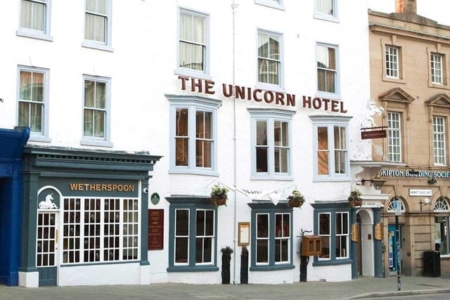 The Unicorn Hotel on Market Place East in Ripon has a 4.1 star rating according to 1,578 reviews on Google