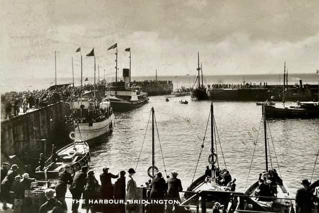 New Royal Sovereign is the white-painted vessel moored at the North Pier in the image. Image: Aled Jones