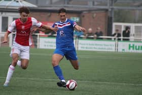 Jassem Sukar in action for Whitby Town during their 5-1 loss at Ilkeston Town. PHOTO BY OWEN COX