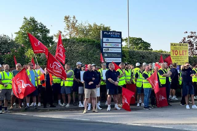 Workers on the picket line. photo: Unite