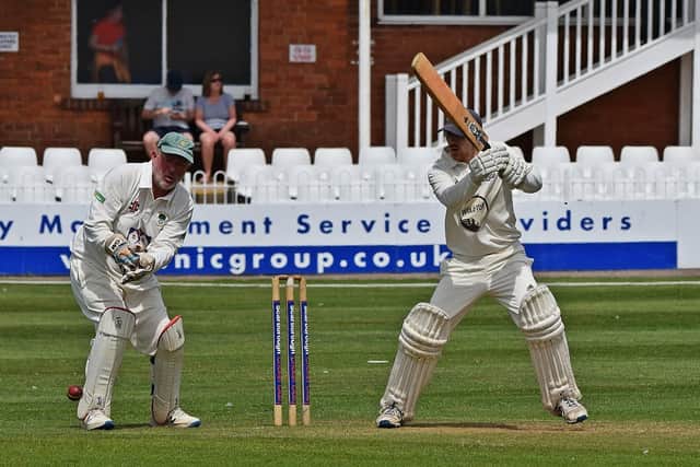 Tom Bussey top-scored with 51 for Scarborough 2nds at home to Ebberston 2nds at North Marine Road. Photo by Simon Dobson