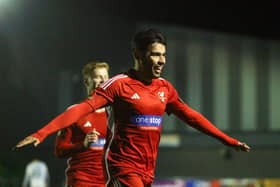 Finlay Barnes celebrates making it 2-0 to Boro in injury-time.