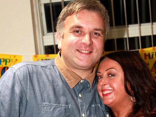 Andrew and Michaela celebrating their friend's 40th birthday.