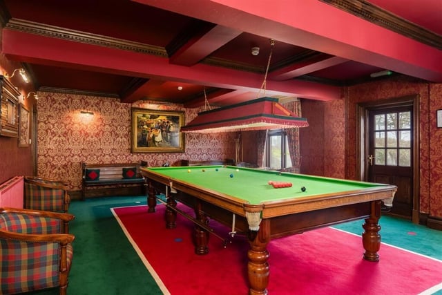The billiard room has a door to outside.