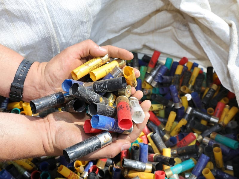 Shotgun cartridges ready for recycling