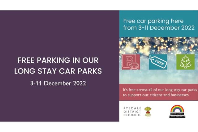 Ryedale District Council is offering free car parking in long stay car parks this December