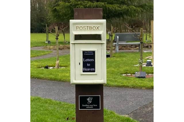 The 'Letters to Heaven' post box in the Memorial Gardens