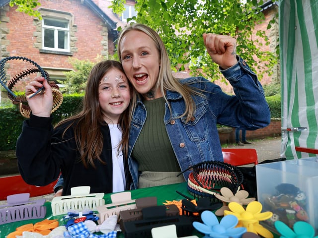 Millie with mum Bryony at their stall