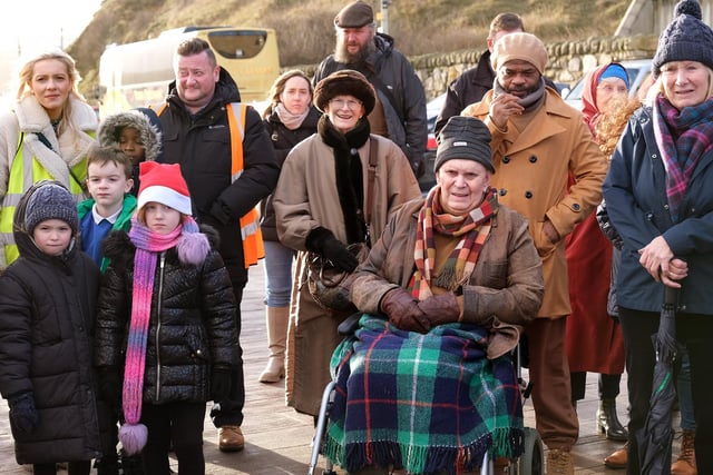 The unveiling took place near the old Toll House, and special guests included Lady Ayckbourn and Sir Alan Ayckbourn.