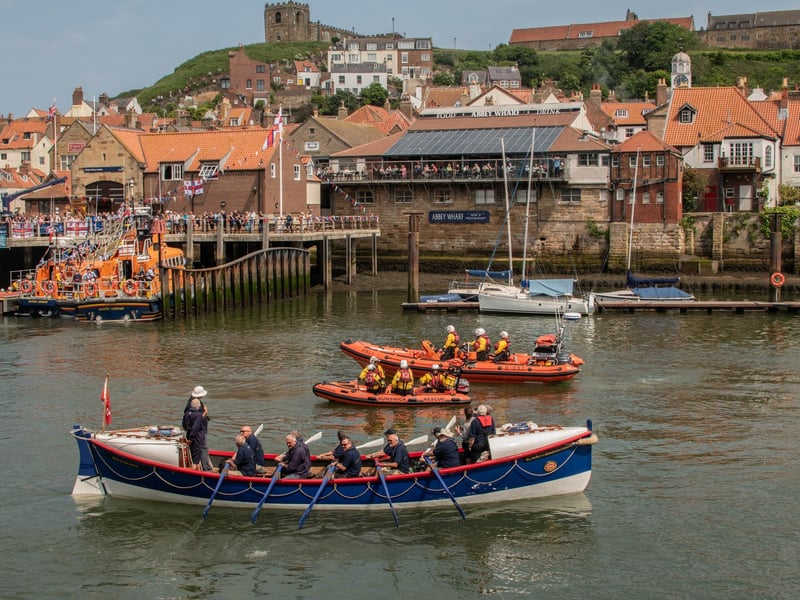 Some of the RNLI vessels which welcomed Lois Ivan into Whitby harbour.
picture: Deborah McCarthy.