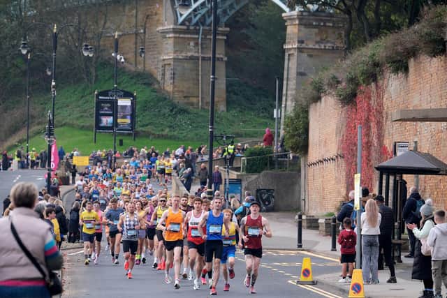 The McCain Yorkshire Coast 10K runners sprint away from the start. Photo by Richard Ponter