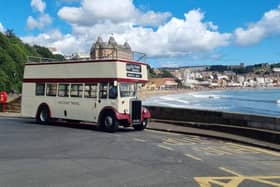 The vintage Viscount Travel bus.