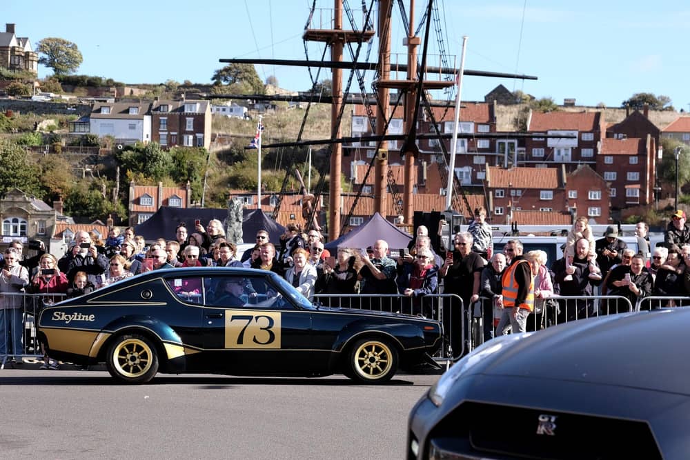 The cars attract a good crowd in Whitby town centre.