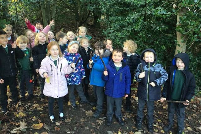 Airy Hill School youngsters on the sponsored walk.