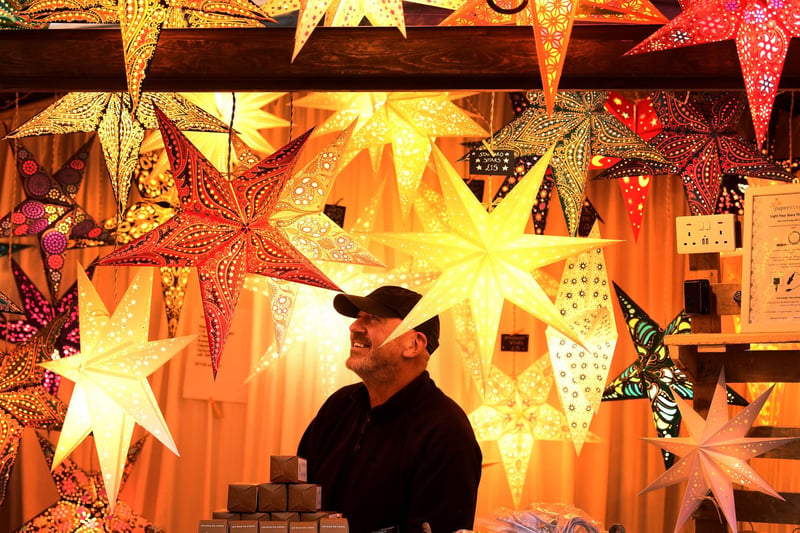 Mark Pacan pictured with his christmas stars at the market.