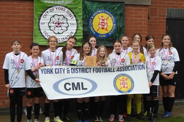 Scarborough Ladies FC Under-12s Whites win the City of York Girls Football League Cup final