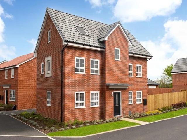 This four bedroom and four bathroom detached house is for sale with Barratt Homes with a guide price of £300,000.