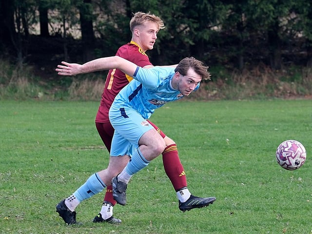 Seamer look to get to the ball ahead of Haltemprice. Photo by Richard Ponter