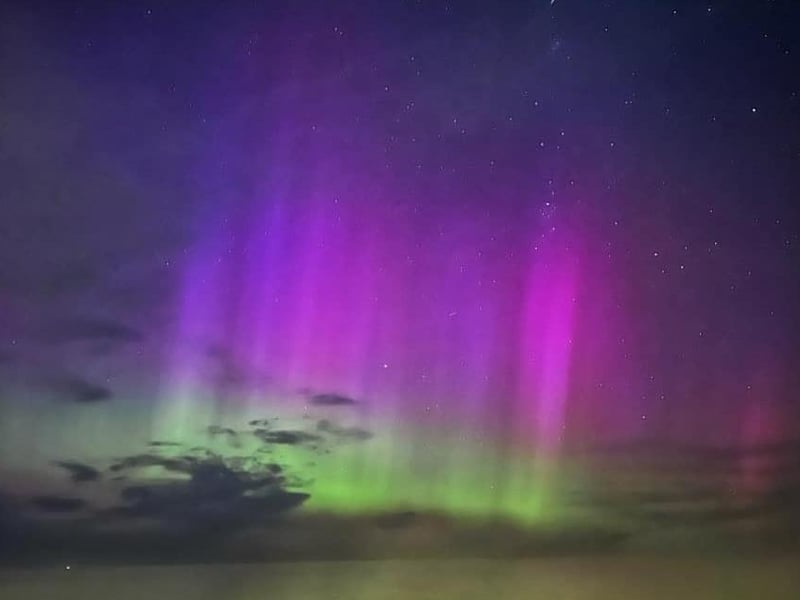The Aurora glimmering above Scarborough.