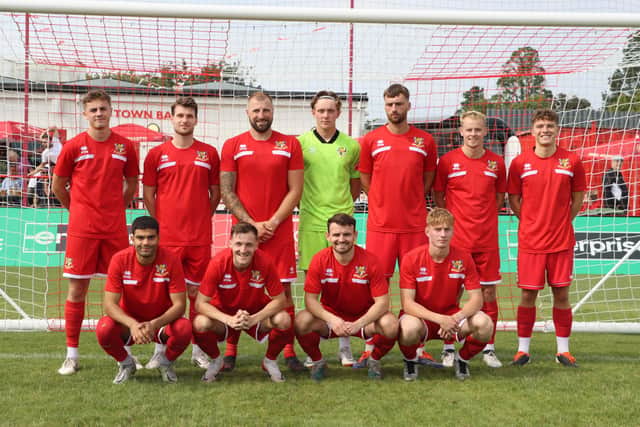 Bridlington Town line up before their 13-0 home win against Bridlington Town SFS Under-19s. Photo by TCF Photography