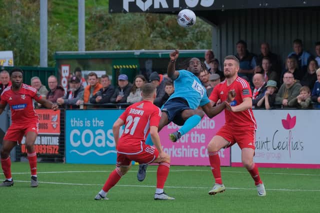 Action from Boro's 2-1 home loss to Farsley Celtic.