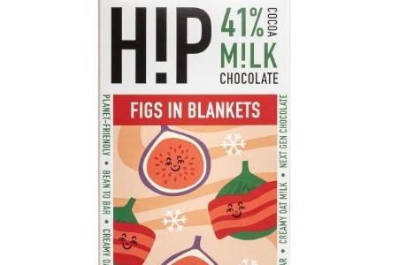 H!P Chocolate 'Figs in Blankets' Limited Edition Oat Milk Chocolate bar, £3.50.