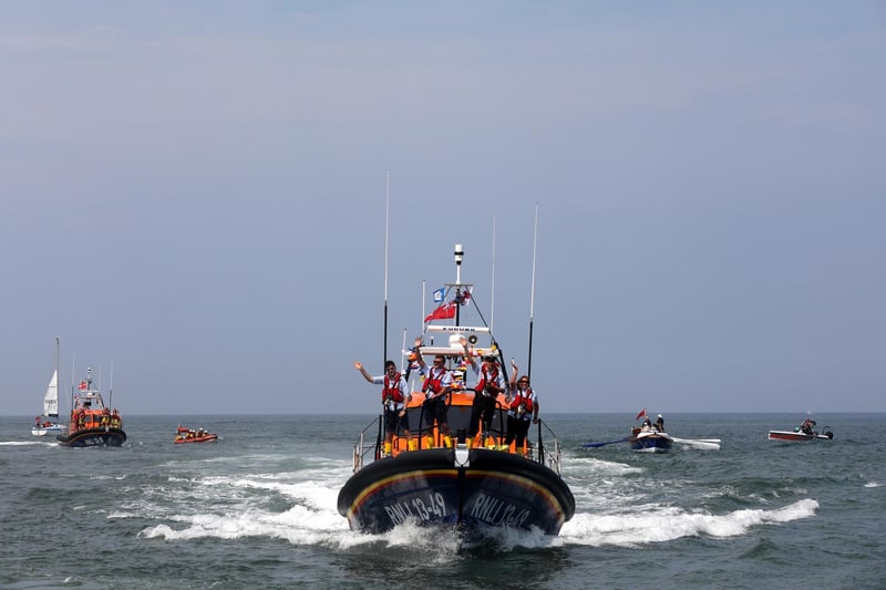 The new Shannon class lifeboat, Lois Ivan, heads into Whitby on June 11.
picture: Ceri Oakes / RNLI