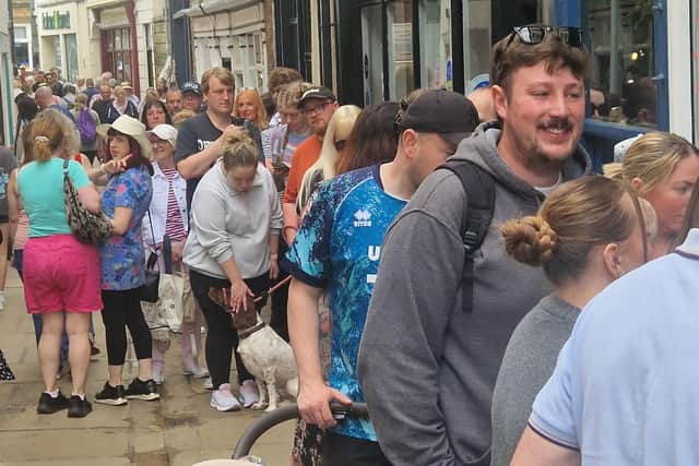 Queue to Whitby Glass stretching all the way down Sandgate, on the shop's final day of trading.