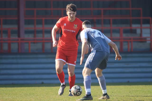 Bridlington Town Reserves, red kit, beat Bridlington Rovers Millau 3-0 at Queensgate on Saturday afternoon. Photo by TCF Photography