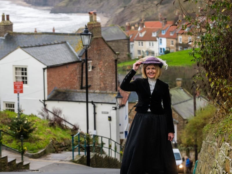 Sarah Marshall taking part in Robin Hood's Bay Victorian Weekend. 
picture: James Hardisty.
