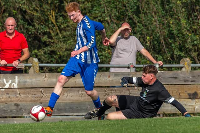 Fishburn Park Keeper Dylan Humble was the man of the match in their MacMillan Bowl win. Photo by Brian Murfield