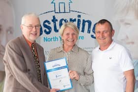 Foster carers John and Karen Pownall with North Yorkshire Council’s placement and fostering manager, Alan Tucker, at an annual conference earlier this year after being recognised for the rewarding work they do.