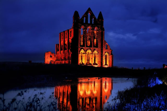 Whitby Abbey looking fantastic lit up.