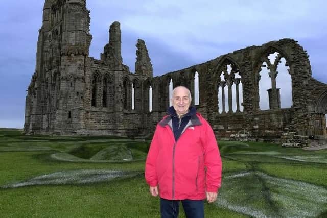 Sir Tony Robinson at Whitby Abbey.