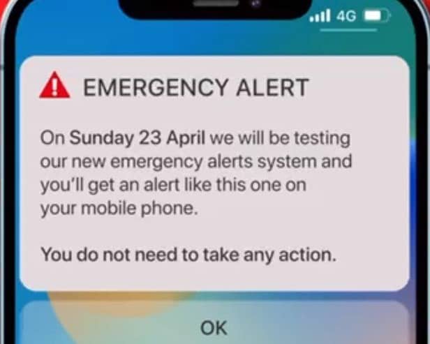 An emergency alert was sent across UK on 23 April. Picture: Cabinet Office