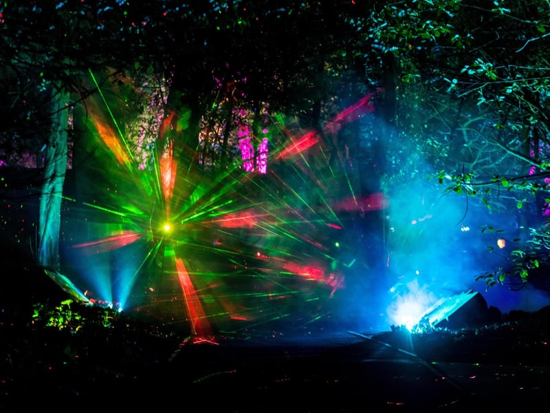 The lights show dazzles in the night sky.