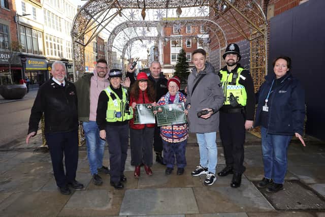 Rick Foster, Alex Anderson, Ann Graham, Cllr Janet Jefferson, James Jones, Chris Golder, Simon Hunter and Karen Nattress form part of the team working together to prevent crime in Scarborough town centre
