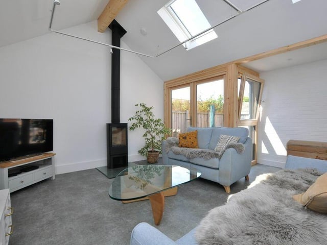 The attractive reception room in the Scandi-style extension.