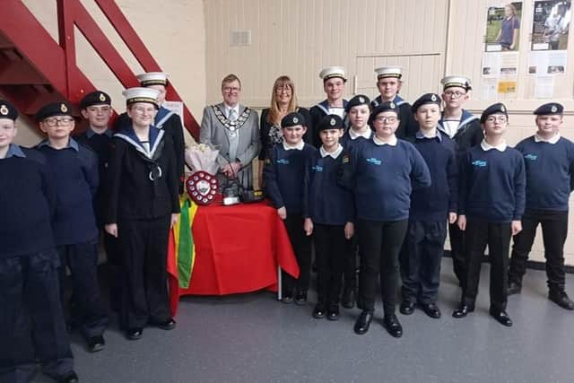 Bridlington Sea Cadets gathered for the award presentation.