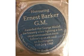 The blue plaque which honours Ernest Barker will be unveiled next month.