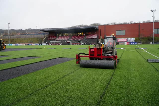 The current playing surface at Scarborough Sports Village is being removed by contractors.