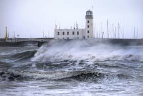 Storm Babet is bringing strong winds and heavy rain to the Yorkshire coast today. Photo: Richard Ponter.