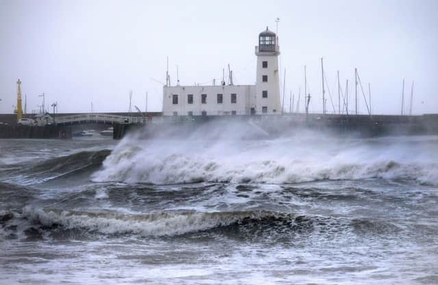 Storm Babet is bringing strong winds and heavy rain to the Yorkshire coast today. Photo: Richard Ponter.