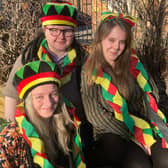 Members of the activity team; Beth Newland, Charlotte Sutton and Jessica Larkin had lots of fun dressing up and making homemade crafts to stimulate the residents imaginations for our reggae themed dance party.