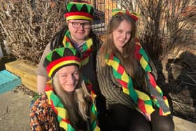 Members of the activity team; Beth Newland, Charlotte Sutton and Jessica Larkin had lots of fun dressing up and making homemade crafts to stimulate the residents imaginations for our reggae themed dance party.