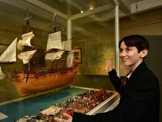 A Caedmon College student in one of the exhibition rooms.
picture: Richard Ponter.