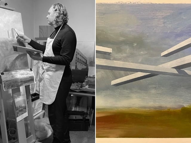 Martin Gittins is a landscape painter working primarily in oils. He is drawn to the tension that exists between the urban and rural, and creates work that blends real and imagined elements of both the built environment and the natural world. Living in the North York Moors National Park, he is inspired by the landscape of the moors and its contested relationship of nature and artifice.