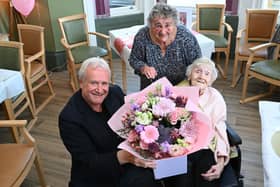 Phyllis Padgham enjoying her 100th birthday celebrations at St Cecilia’s Nursing Home.
